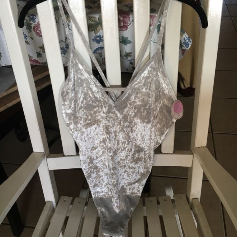 Edm silver velvet one piece size medium NWT